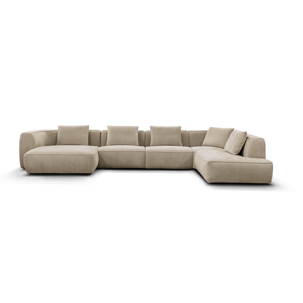 Monza Corner Sofa with Right Ottoman - Beige