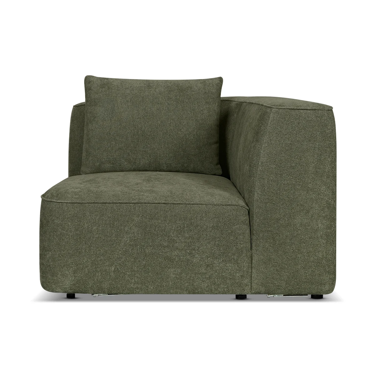 Monza Corner Armrest – Green | Fabric Upholstery Modular Corner Unit for Custom Contemporary Sofa Layout