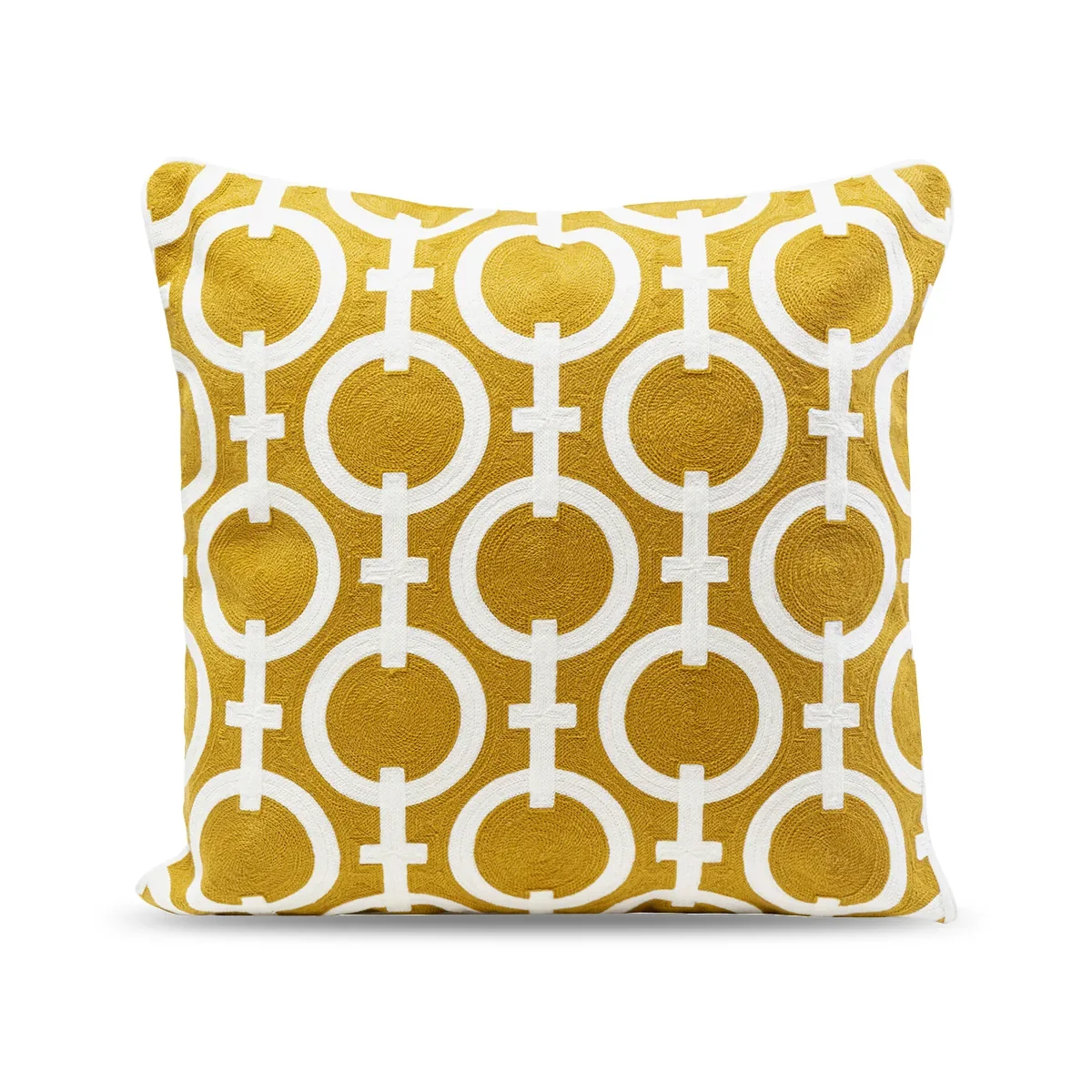 Cushion Catena Chain – Yellow | Patterned Fabric Cushion, Chain Motif & Contemporary Accent Design