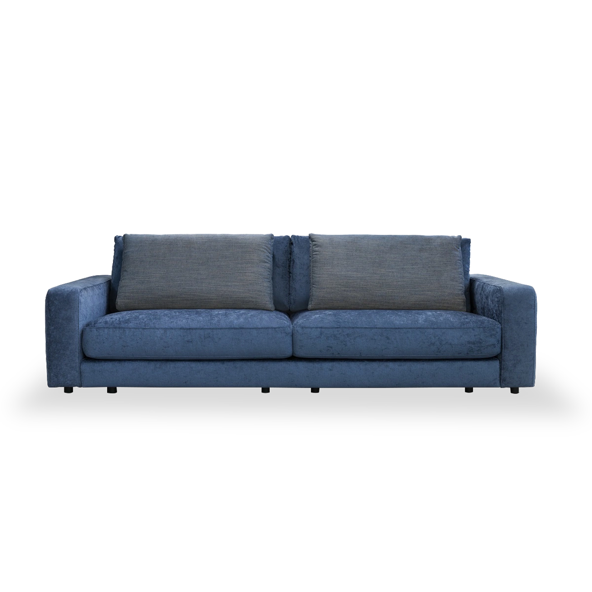 Rio 3-Seater Sofa with Wide Armrest – Blue | Fabric & Wood Frame