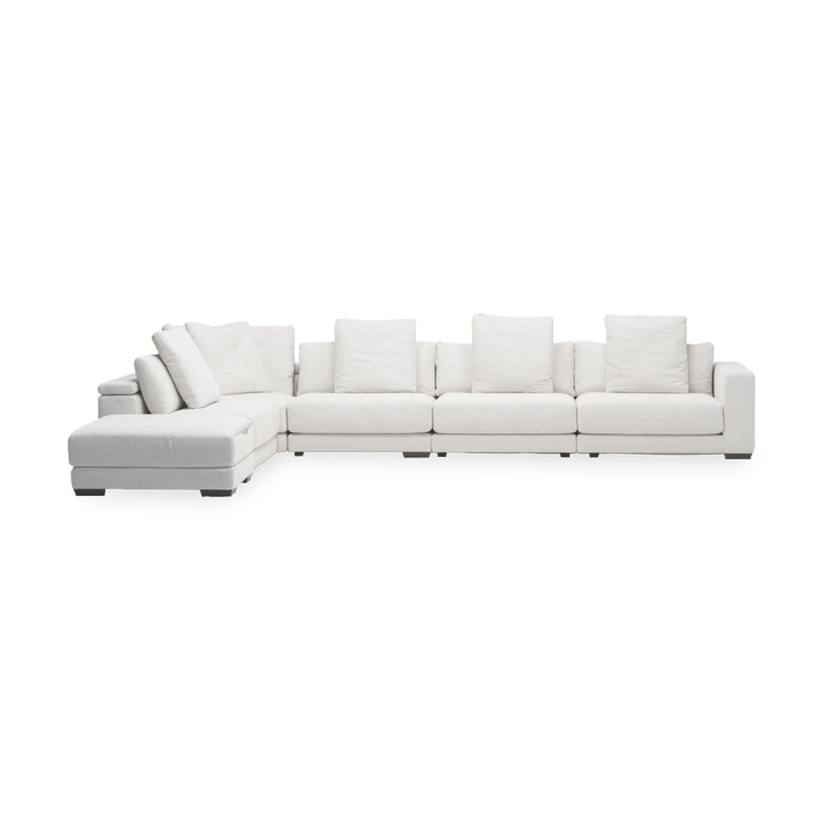 Samoa Left Corner Sofa – Off-White | Woven Fabric & Feather Blend