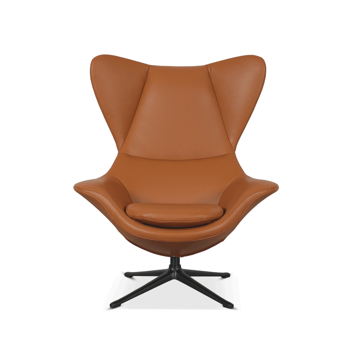 Stilo Armchair in Savoy Cognac Brown Leather with Beech Wood Legs