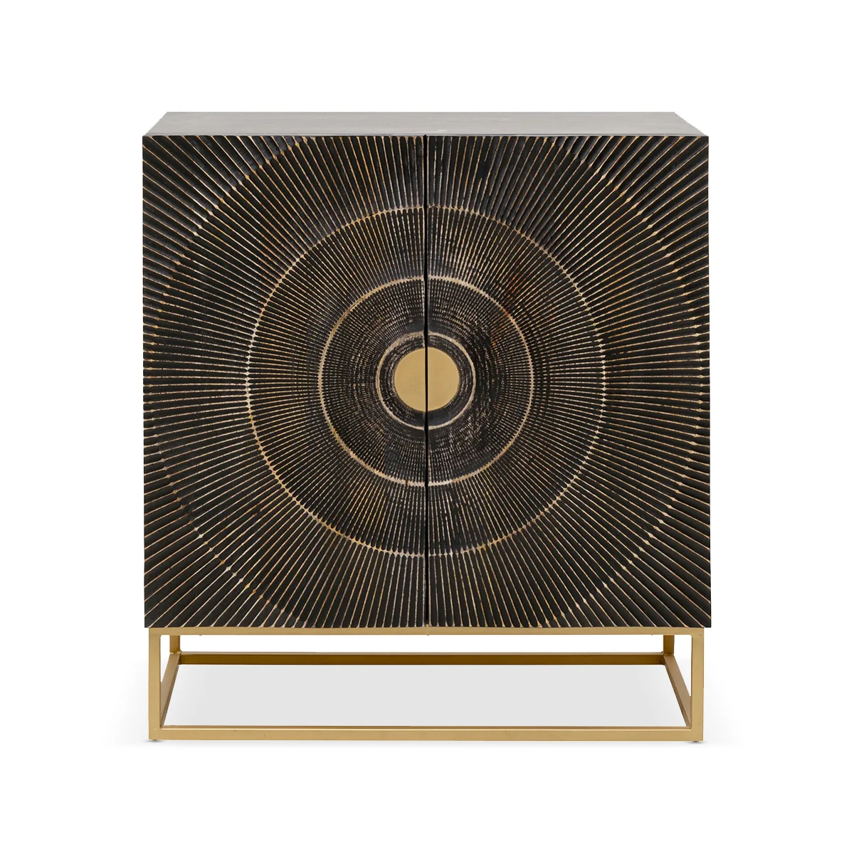 Madeira Dark Dresser – Brown – Mango Solid Wood and Steel – Storage dresser with shelves and doors