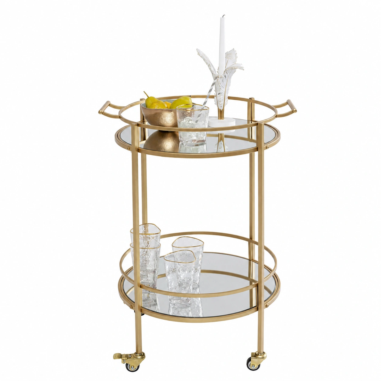 Emilia Bar Trolley in Golden Lacquered Steel