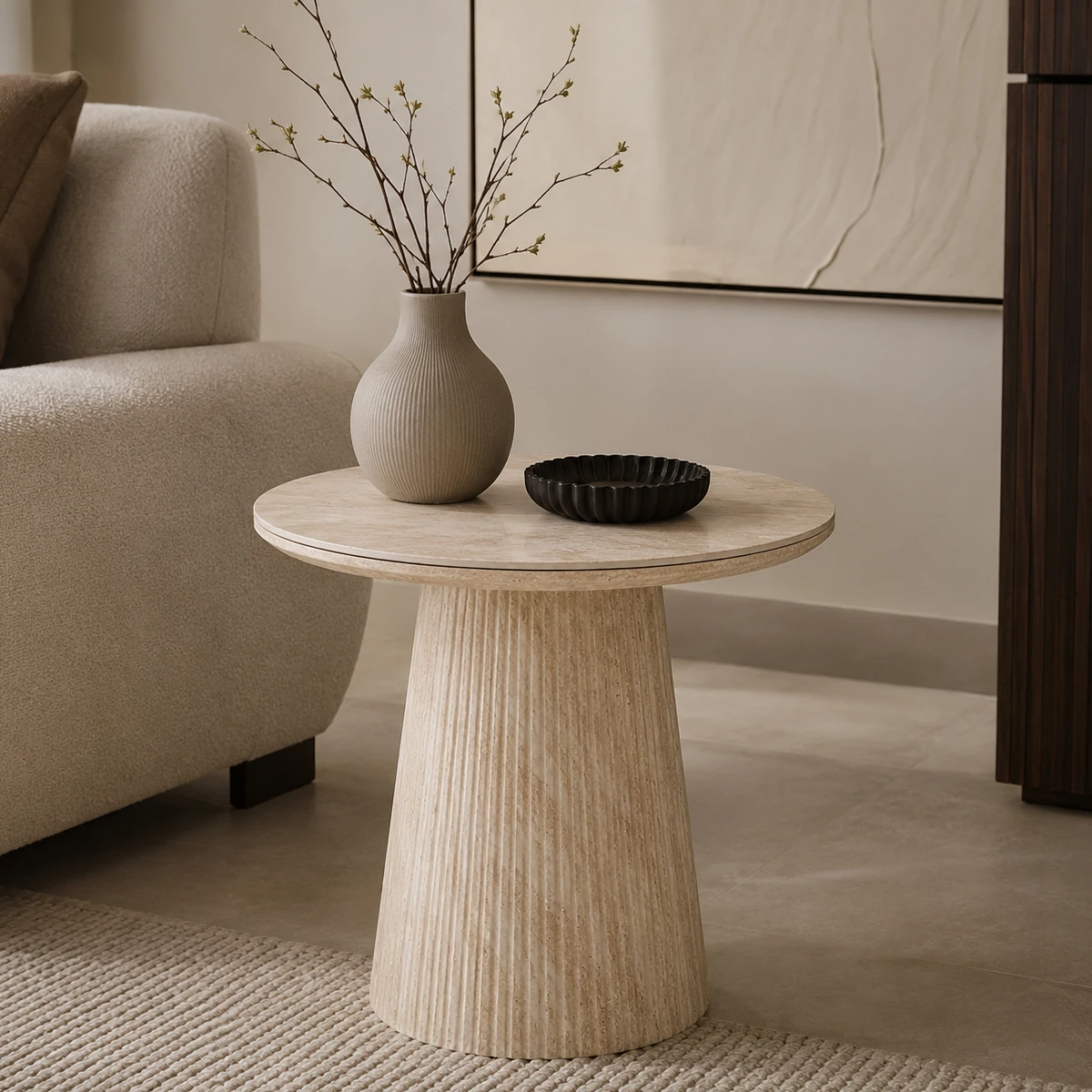 Alma Side Table Beige Travertine 50x50 cm