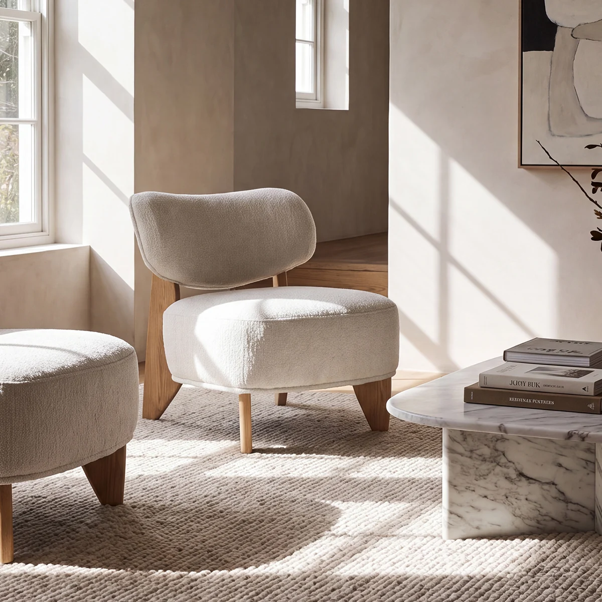 Juna Beige Fabric Armchair