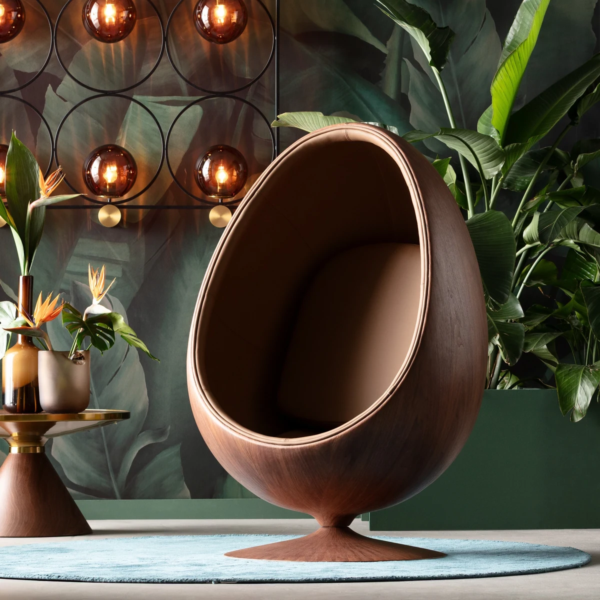Eyeball Swivel Armchair Brown Walnut