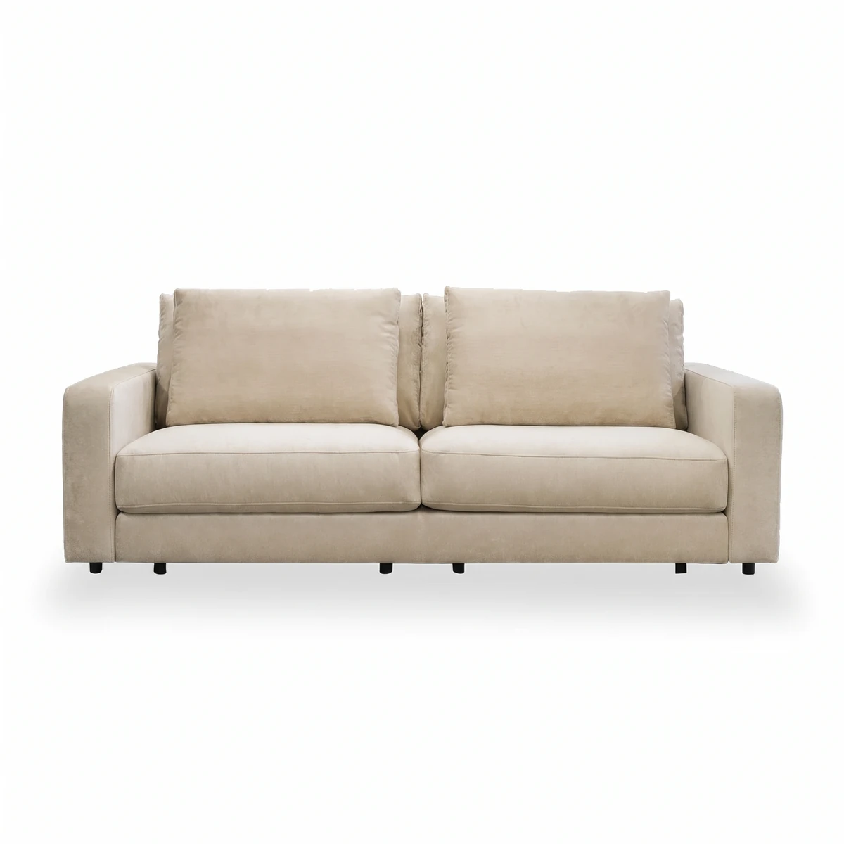 Rio 3-Seater Beige Fabric and Wood Frame Sofa