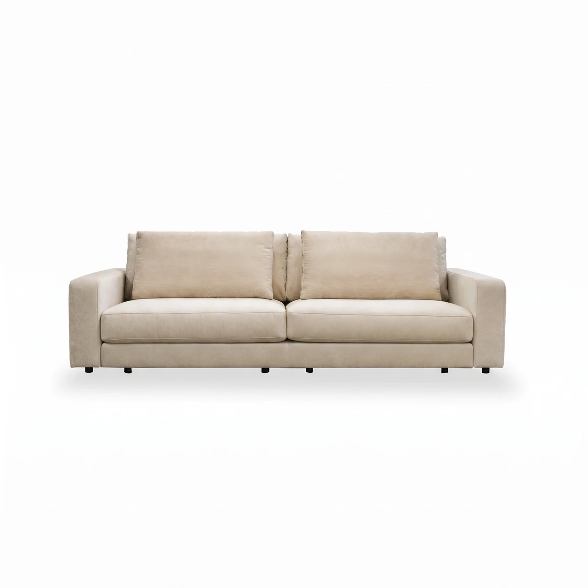 Rio Beige Fabric 4-Seater Sofa with Wide Armrest