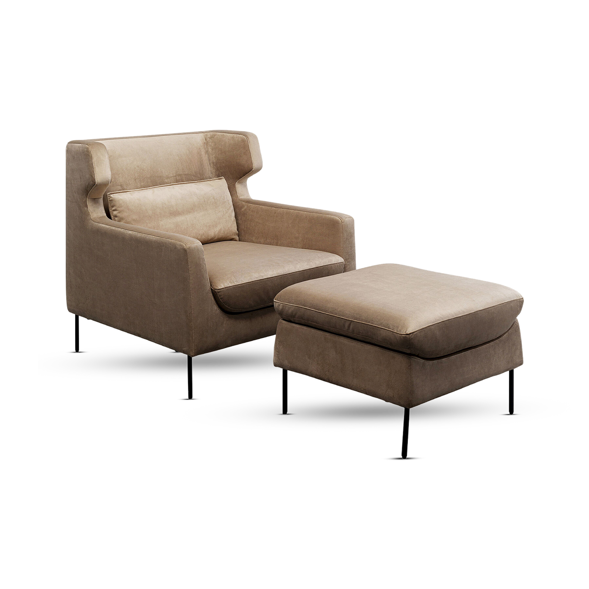 Quinn Low Armchair with Stool - Beige