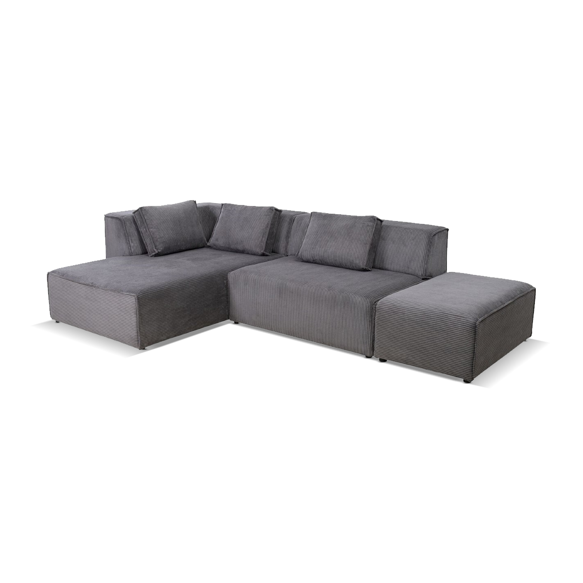 Infinity Corner Sofa, Ottomane Cord, Left, Grey