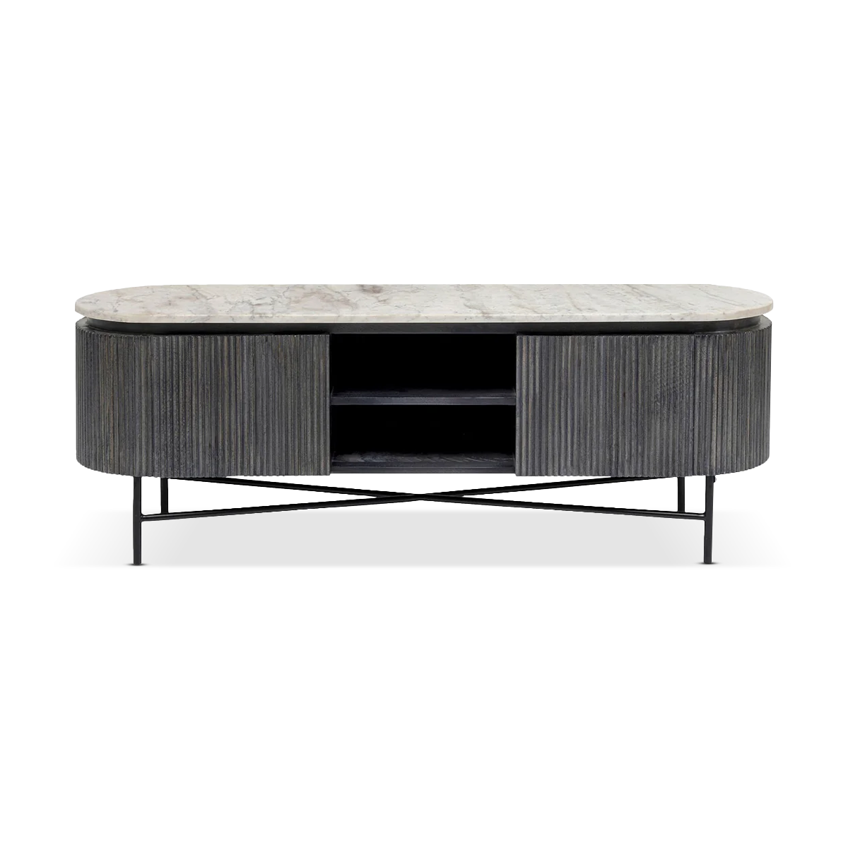 Glenn TV Board, Dark Grey Light Marble