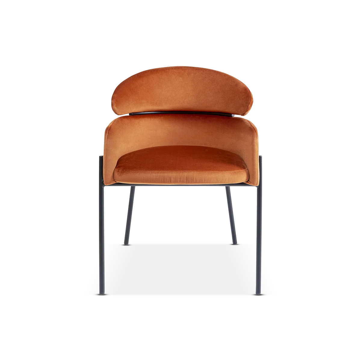 Alexia Dining Chair, With Armrest, Velvet Orange