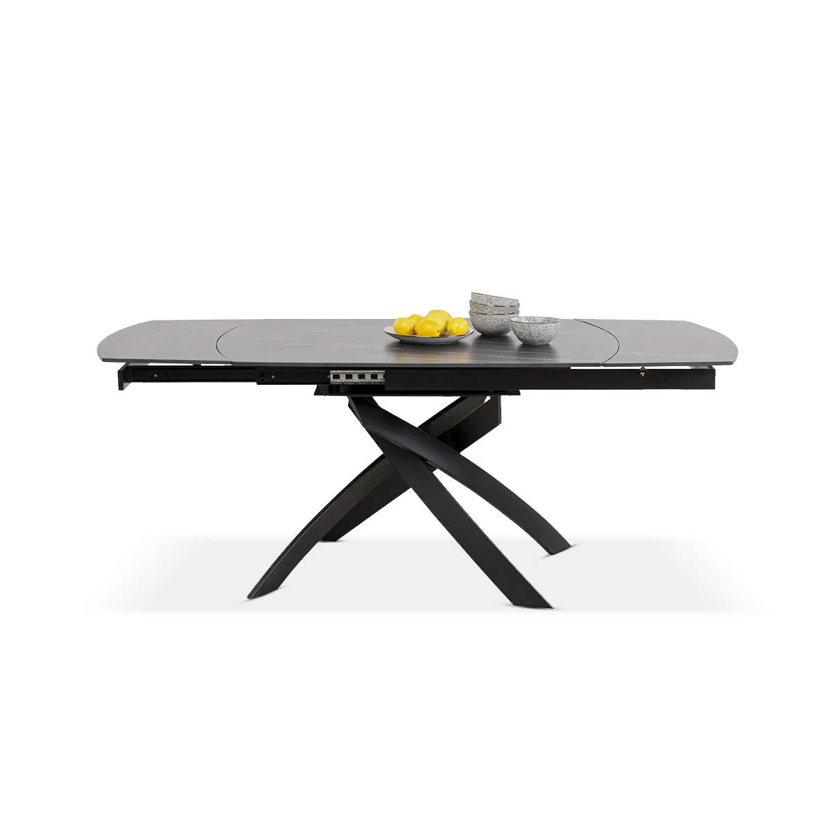 Twist Extension Dining Table, Black, 120(30+30)x90cm
