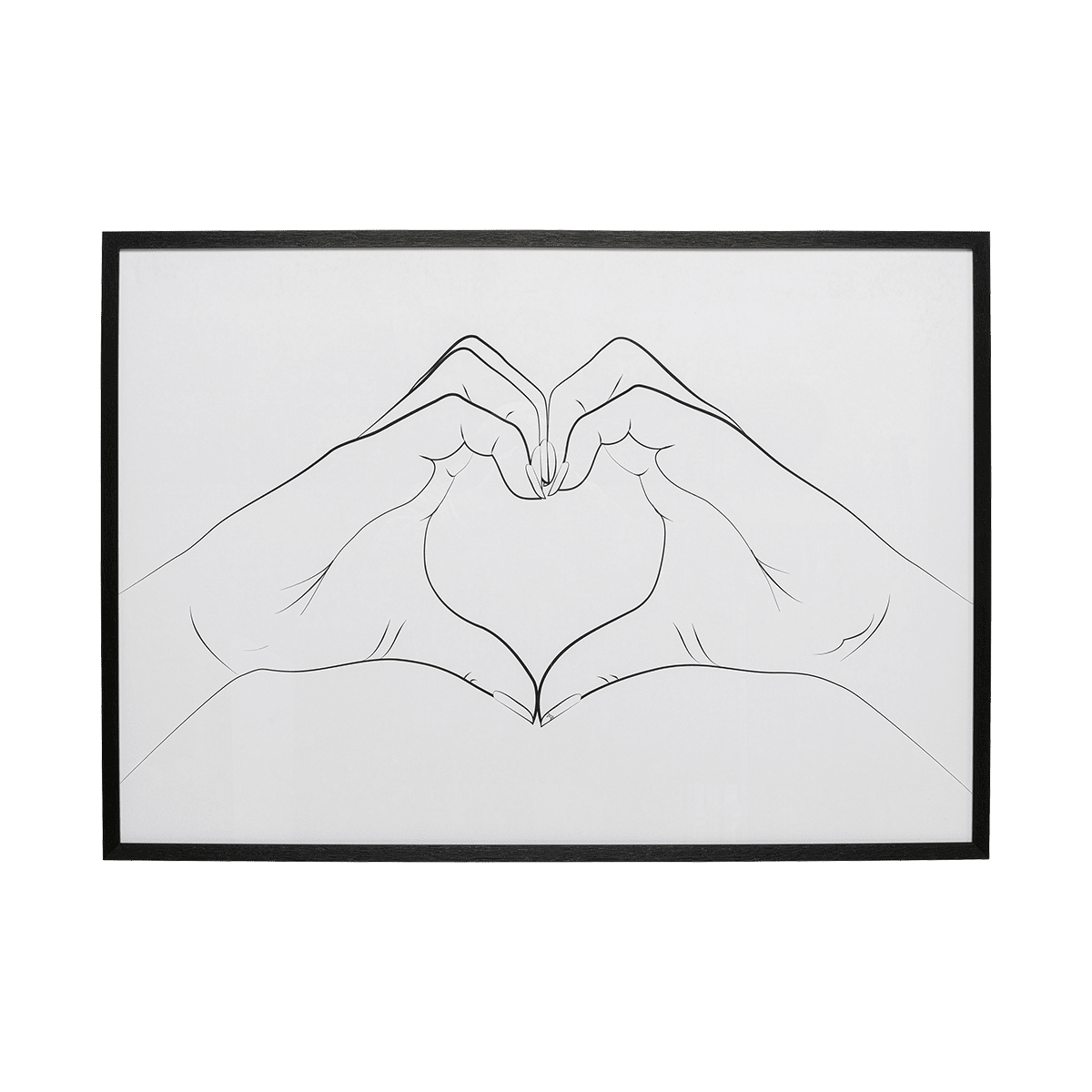 Heart Hands Framed Picture - Black