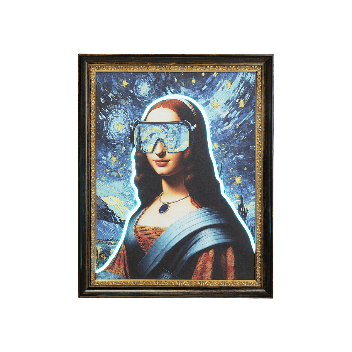 LED Art Lady Framed Picture - Multicoloured