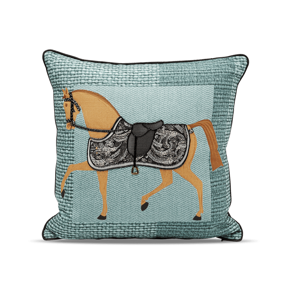 Cushion Show Horse Plaid - Blue
