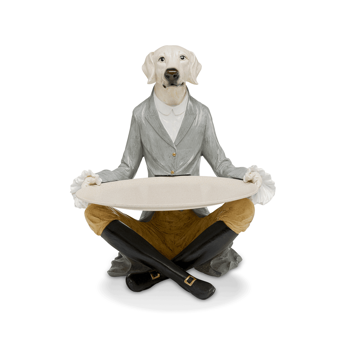 Gentleman Dog Tray Deco Figurine (Small) - Brown