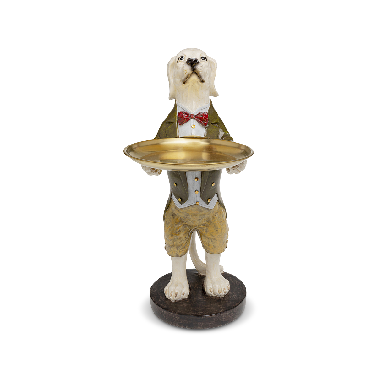 Gentleman Dog Tray Deco Figurine (Large) - Brown