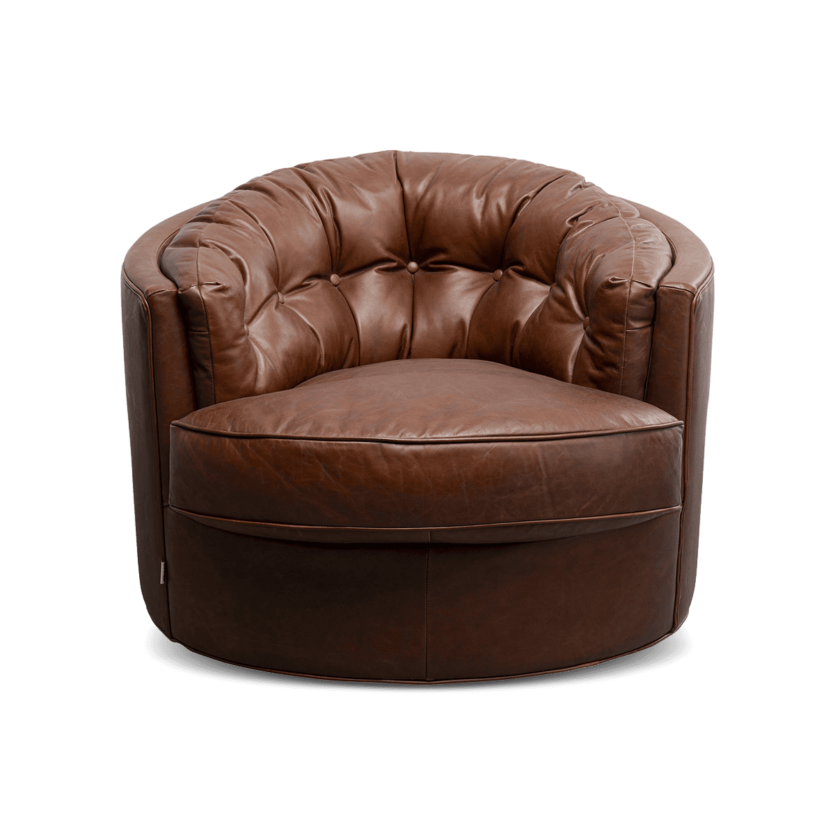 Music Hall Leather Swivel Armchair - Brown