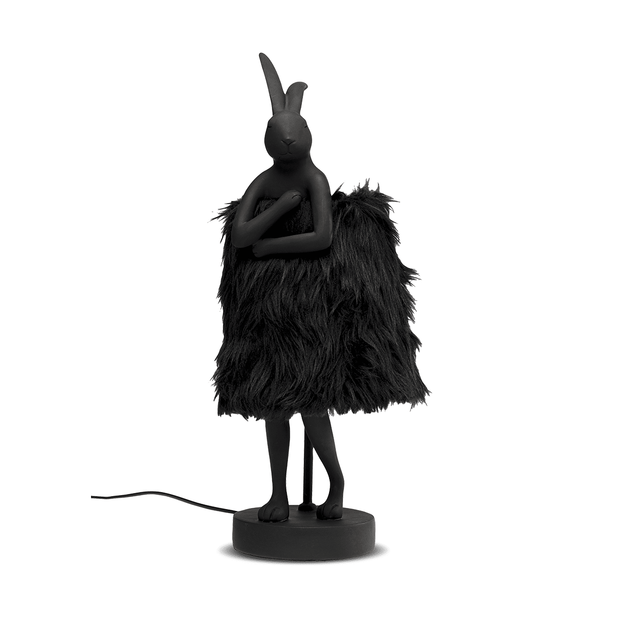 Animal Rabbit Fur Table Lamp - Black