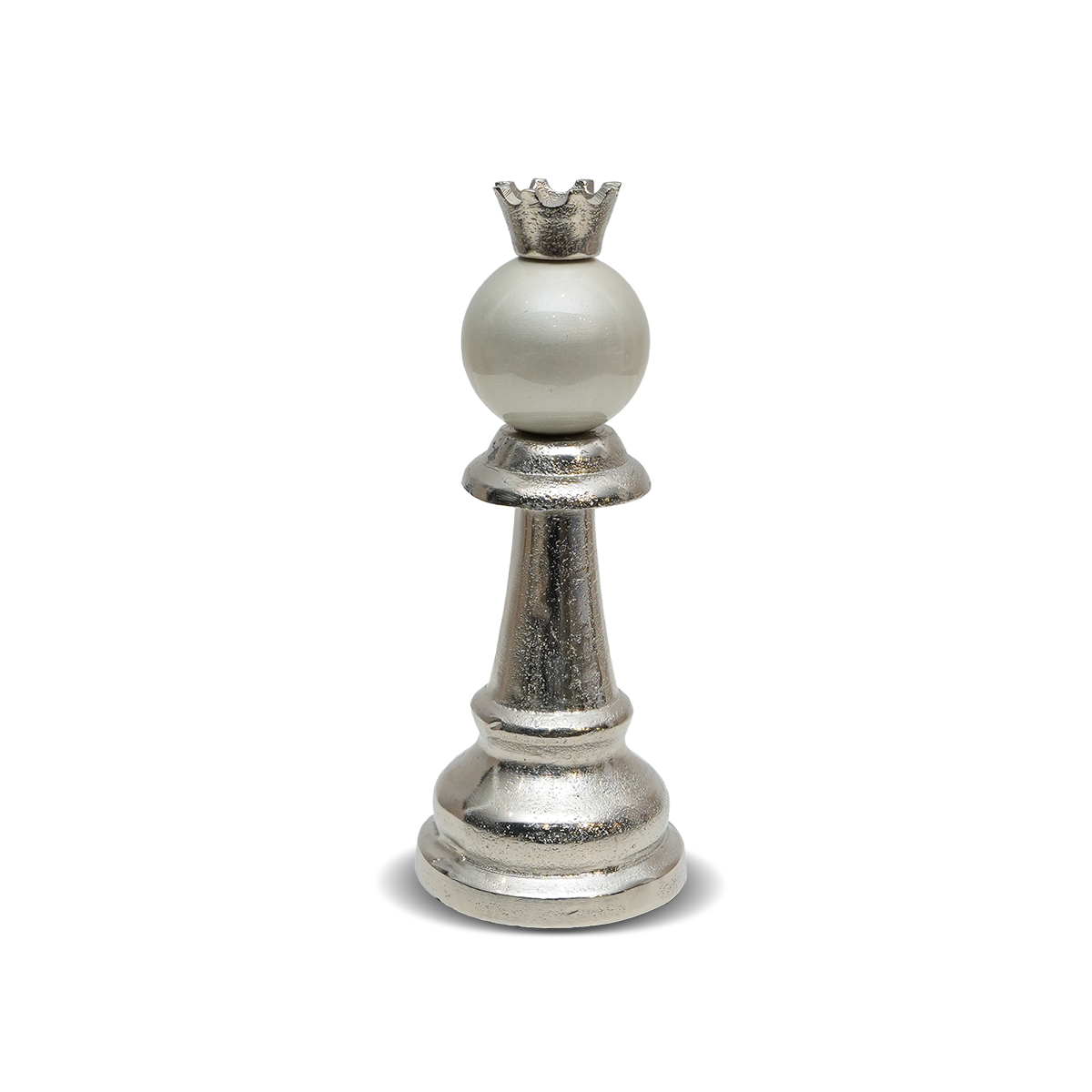 Rook Chess Figurine with White Ball - Raw Silver