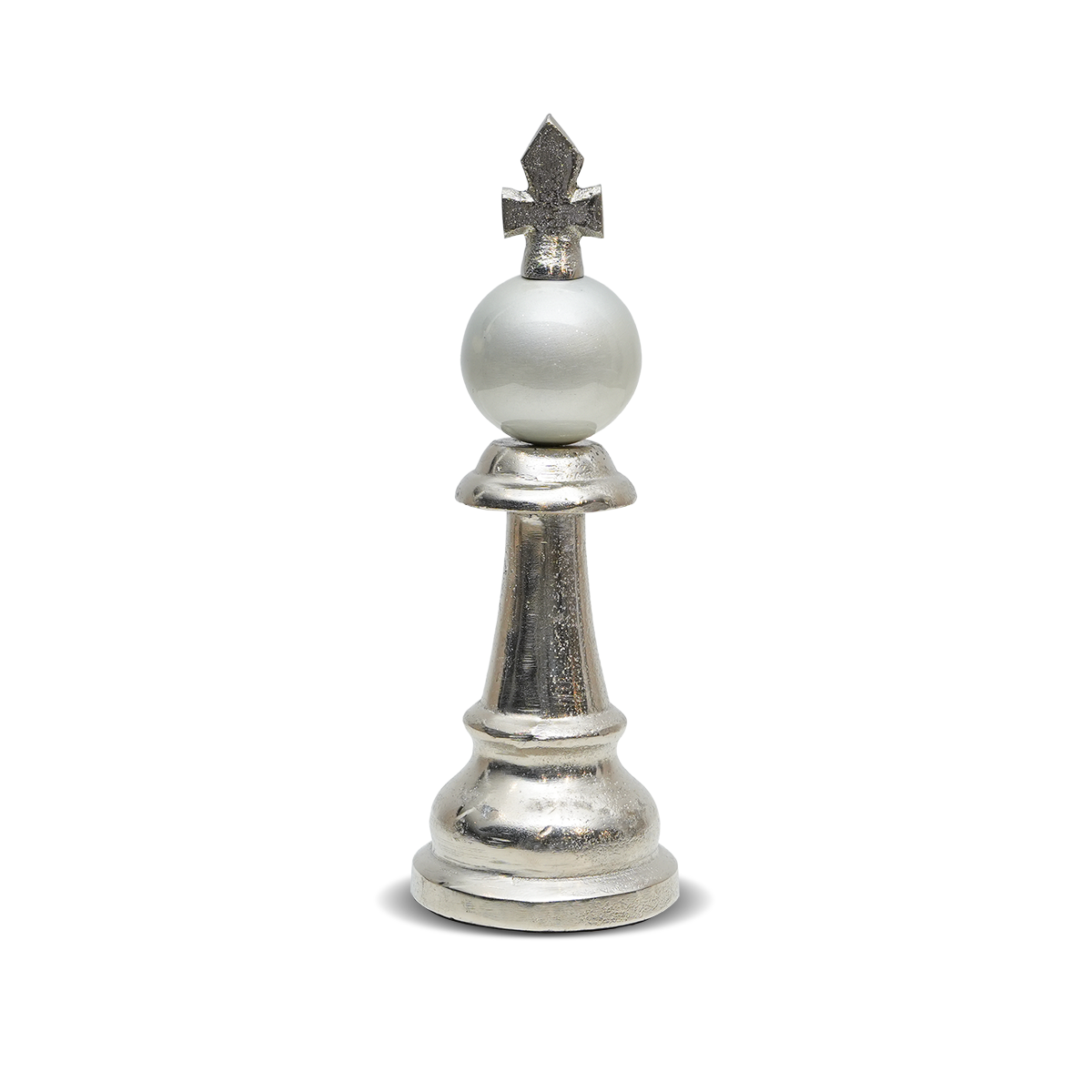 King Chess Figurine with White Ball - Raw Silver