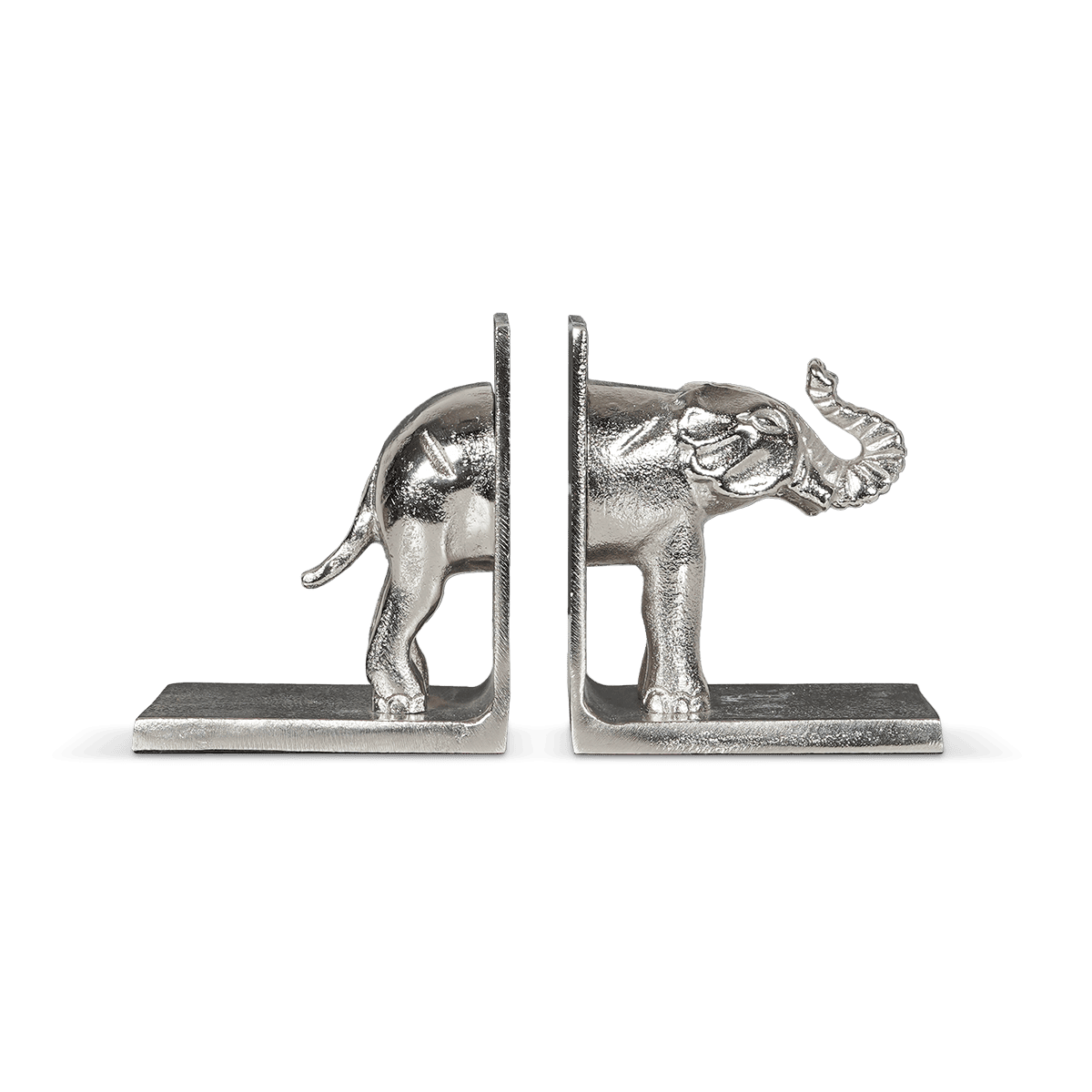 Elephant Body Bookends - Raw Silver