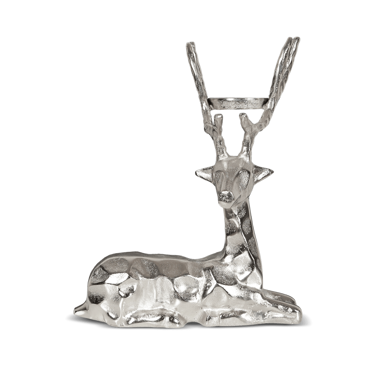 Reindeer Origami Pillar Holder - Raw Silver