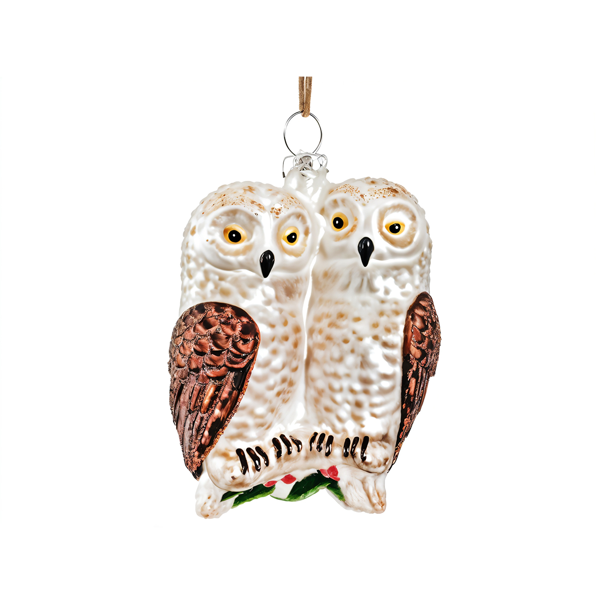 White and Brown Owl Ornament (Small) – White