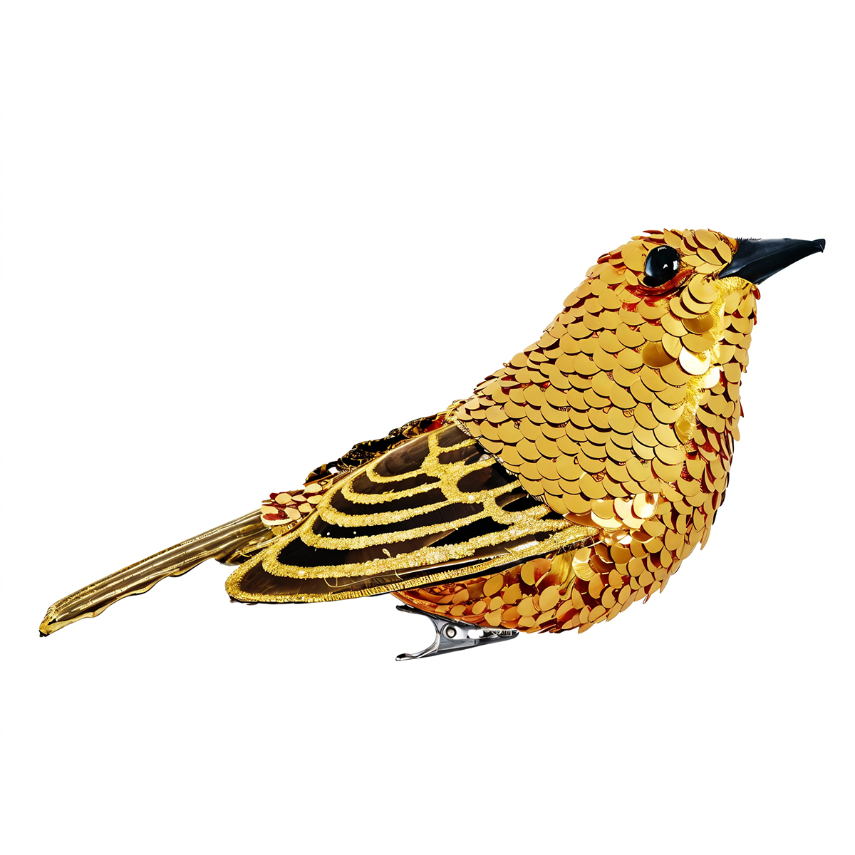 Sequin Feather Bird Clip (Small) – Gold