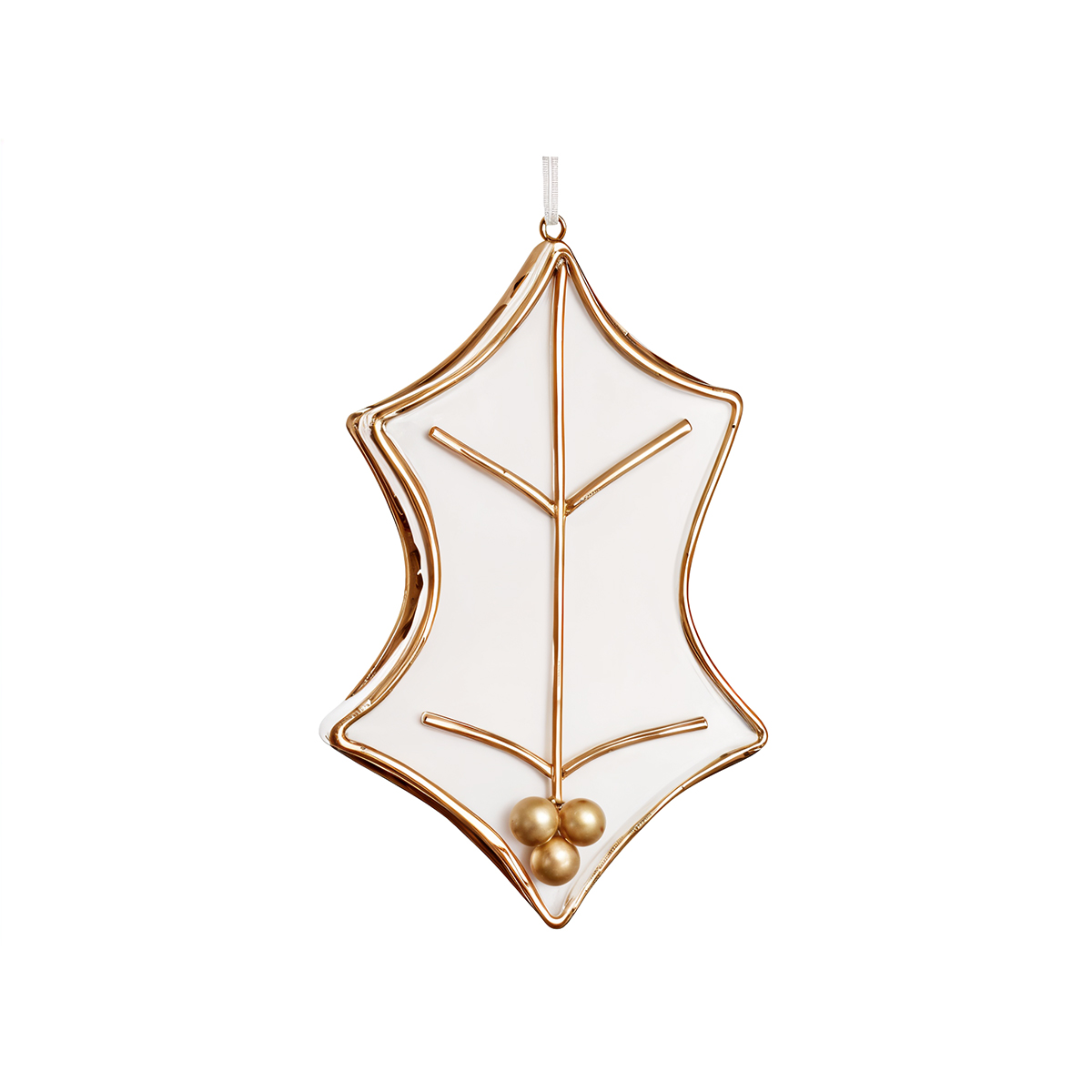 Gingerbread Holly Ornament (Small) – White