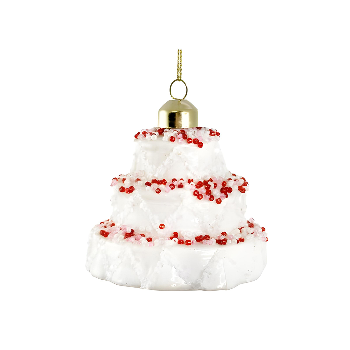 Glass Cake Ornament (Small) – White