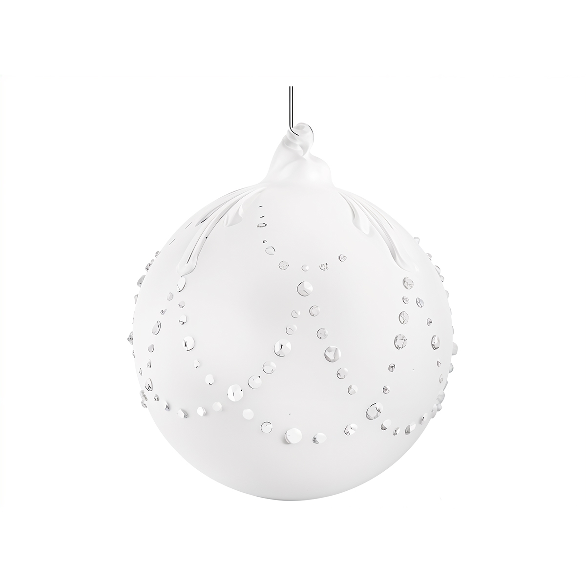 Dotted Garland Glass Ball Ornament (Small) – White