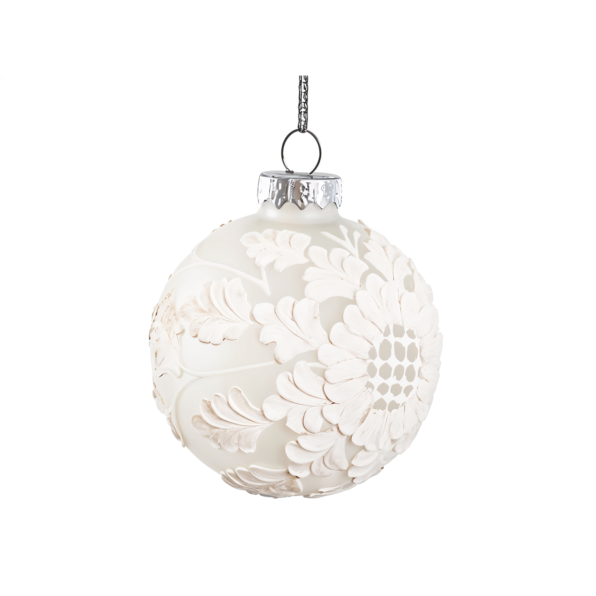 Clear Glass Ball with White Cone Detail (Small) – Clear