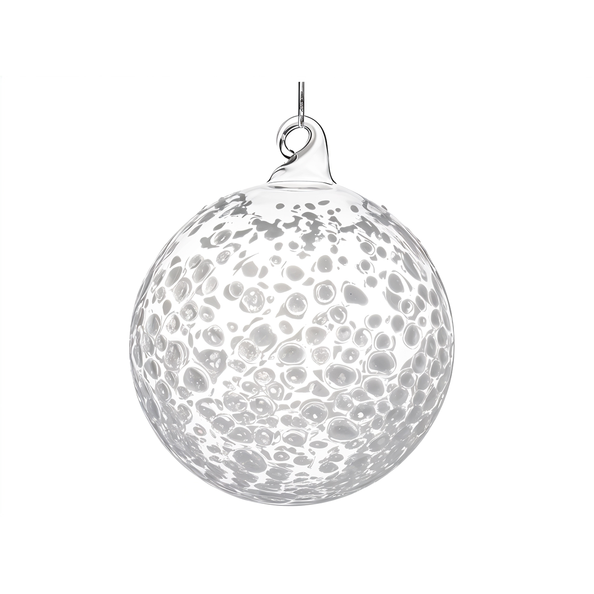 Clear Glass Ball with White Dots (Large) – Clear