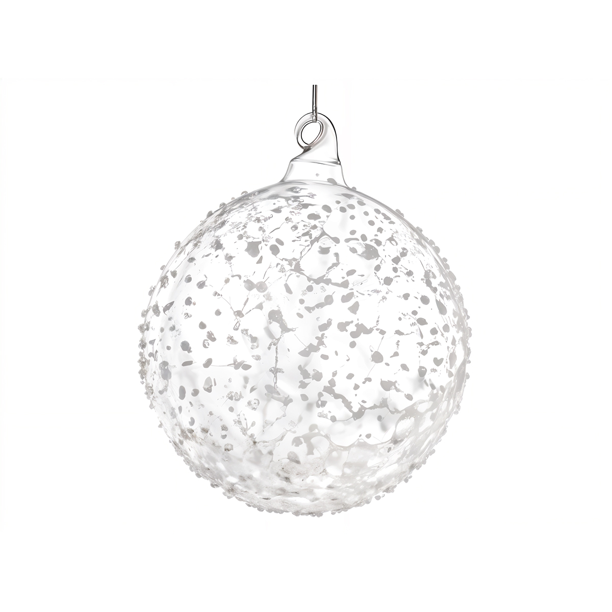 Clear Glass Ball with White Glass Dots (Large) – Clear