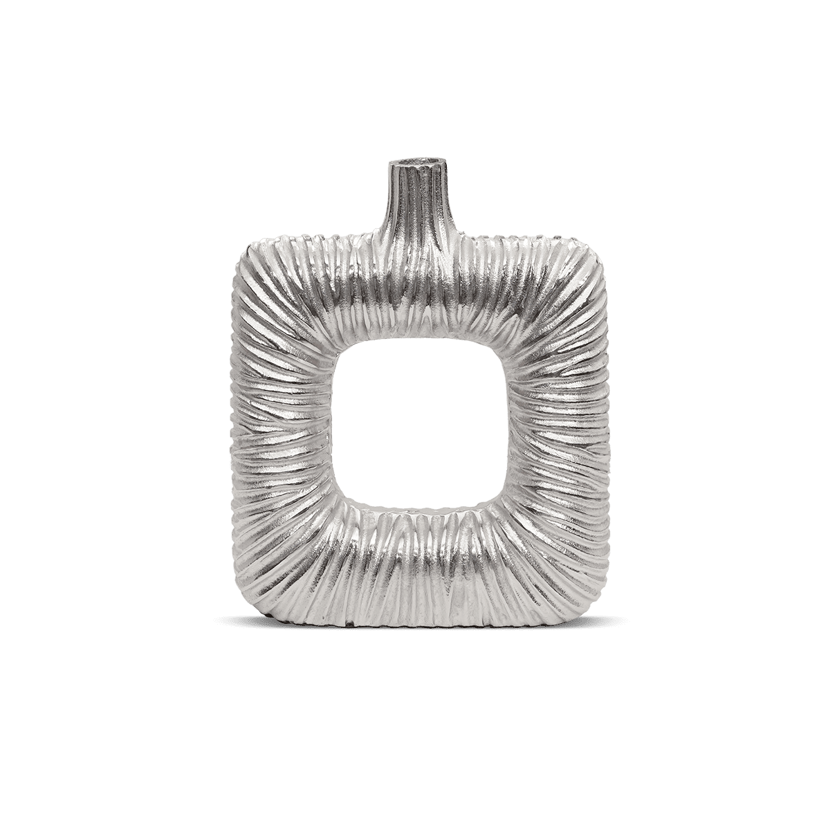 Square Hole Ridged Vase (Small) - Raw Silver