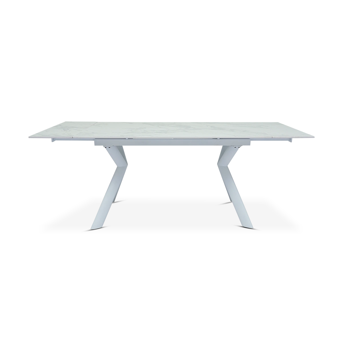 Xenia White Lacquered Stoneware Dining Table with Extension