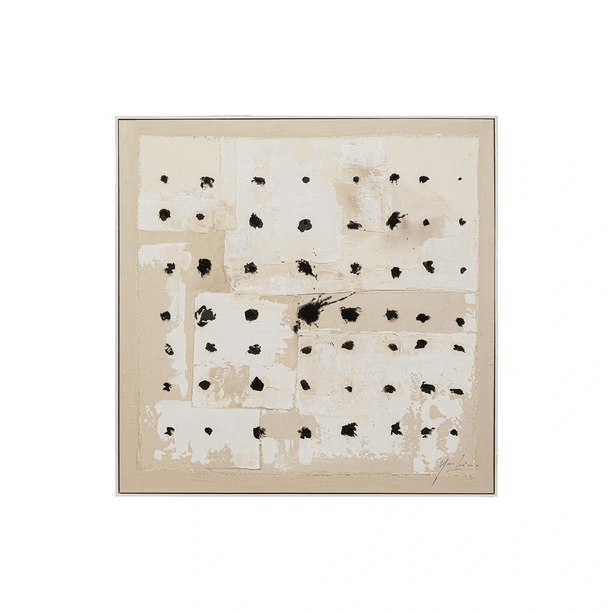 Creative Abstract Dots Framed - Beige