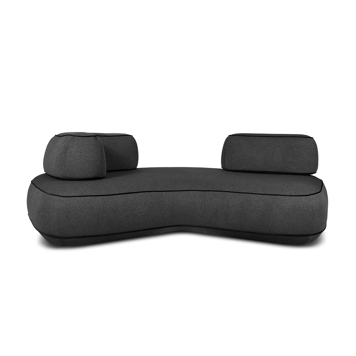 Skew U-Shaped Sofa – Black | Polyester Upholstery & Deep Cushions