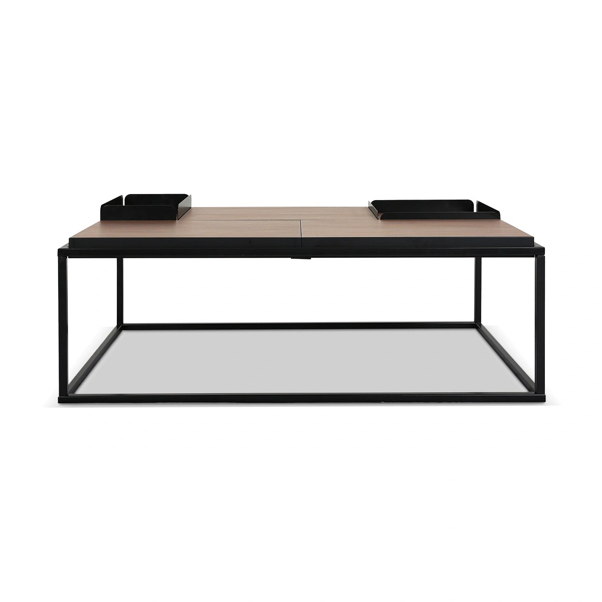 Douro Walnut Coffee Table with 3 Tops & 2 Boxes - Metal Lacquered in Matt Black