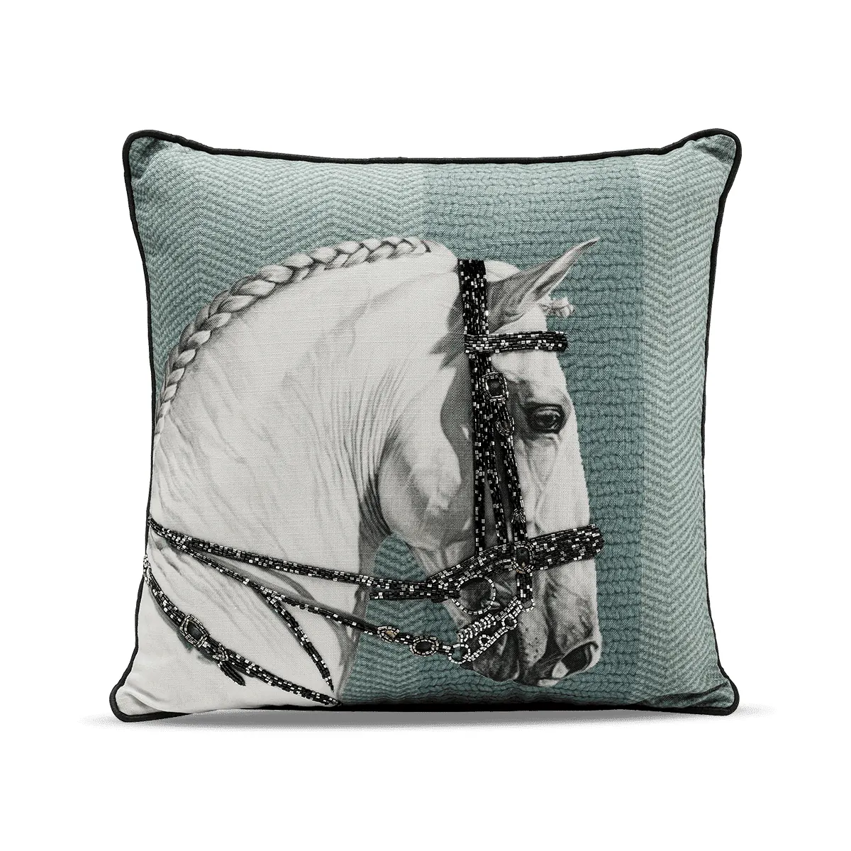 Cushion Show Horse Head - Blue