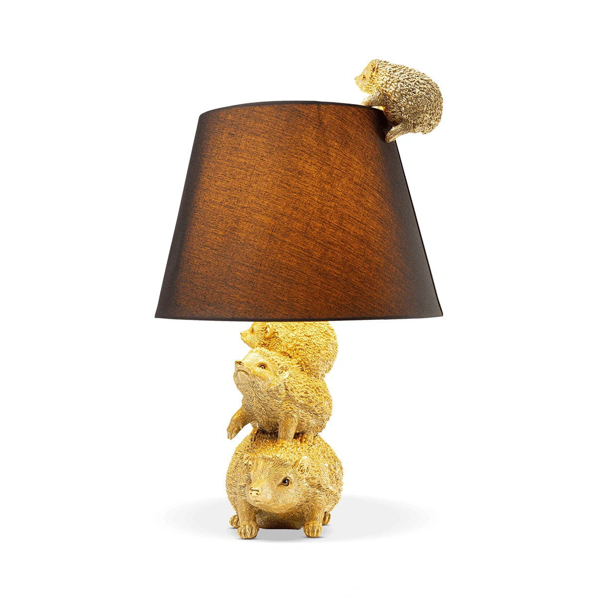 Brown Polyresin Animal Hedgehog Family Table Lamp - 50cm