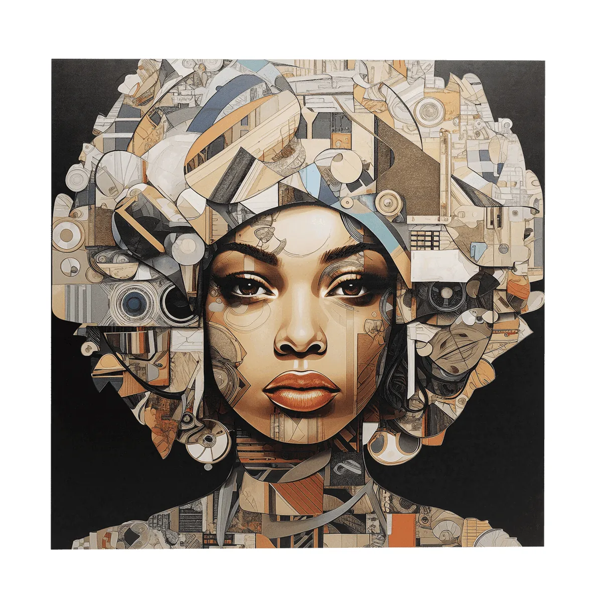 3D Art Geo Women Glass Picture - Multicoloured