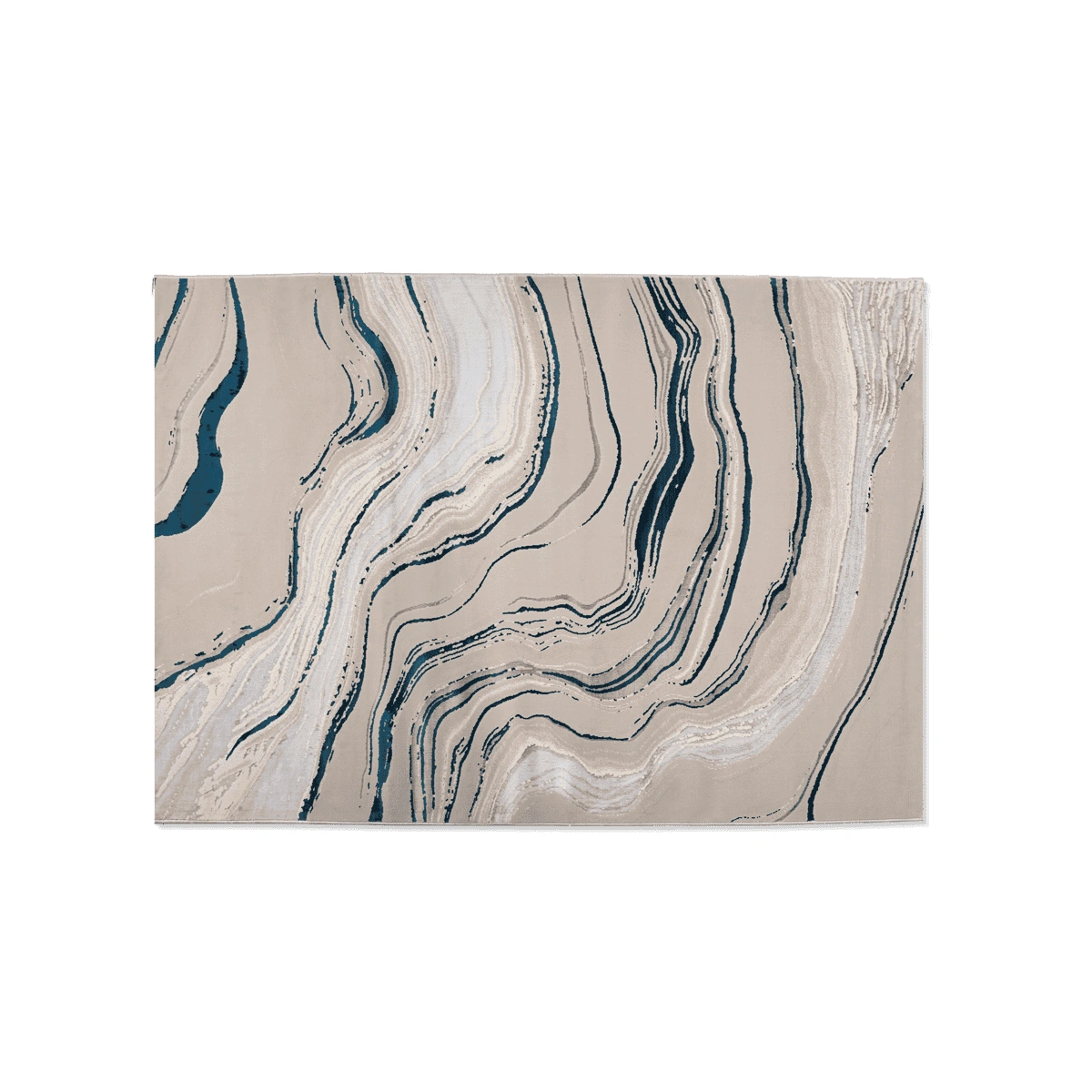 Ocean Carpet in Beige Teal, Polypropylene and Natural Jute, X-Small 230x150cm