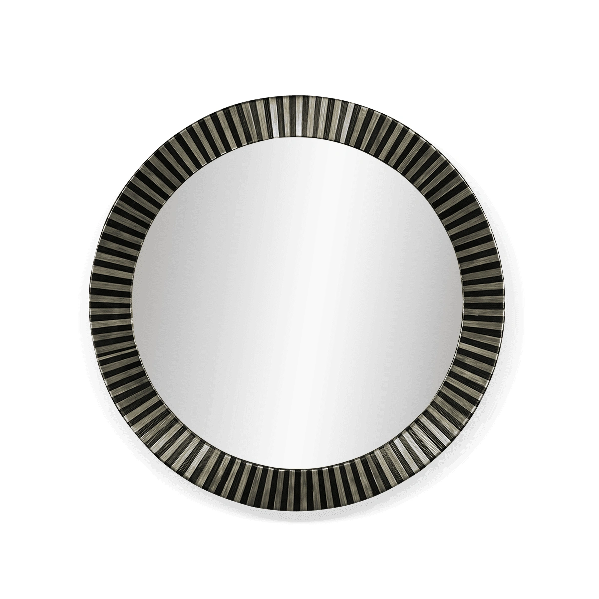 Silver Straw Mirror with Metal Frame and Suede Detailing - 70cm