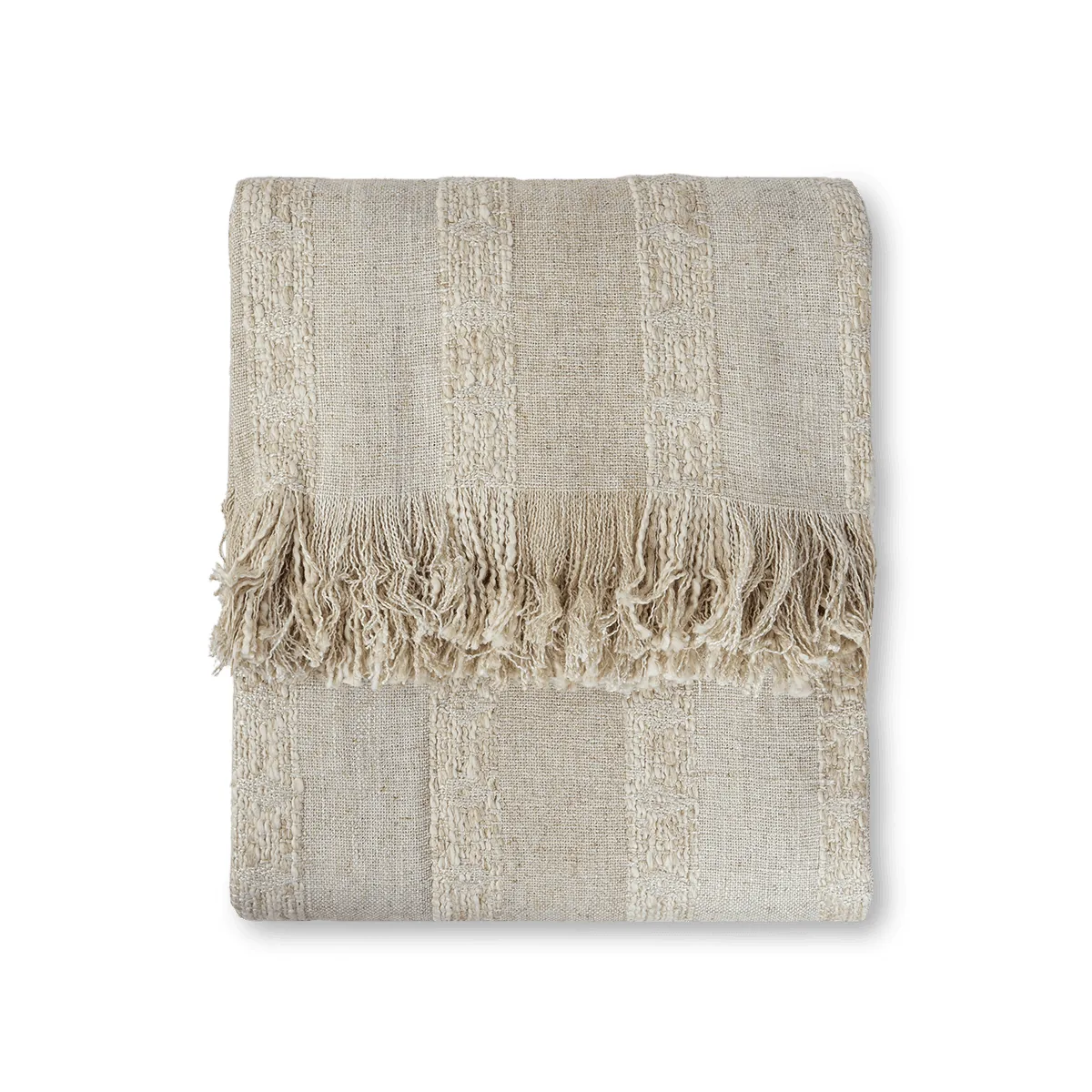 Off-White Dove Plaid Cotton-Linen-Viscose Blend Throw