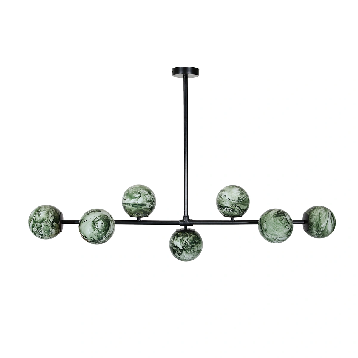 Maribo Chandelier in Black Brass - Glass and Iron, 140cm