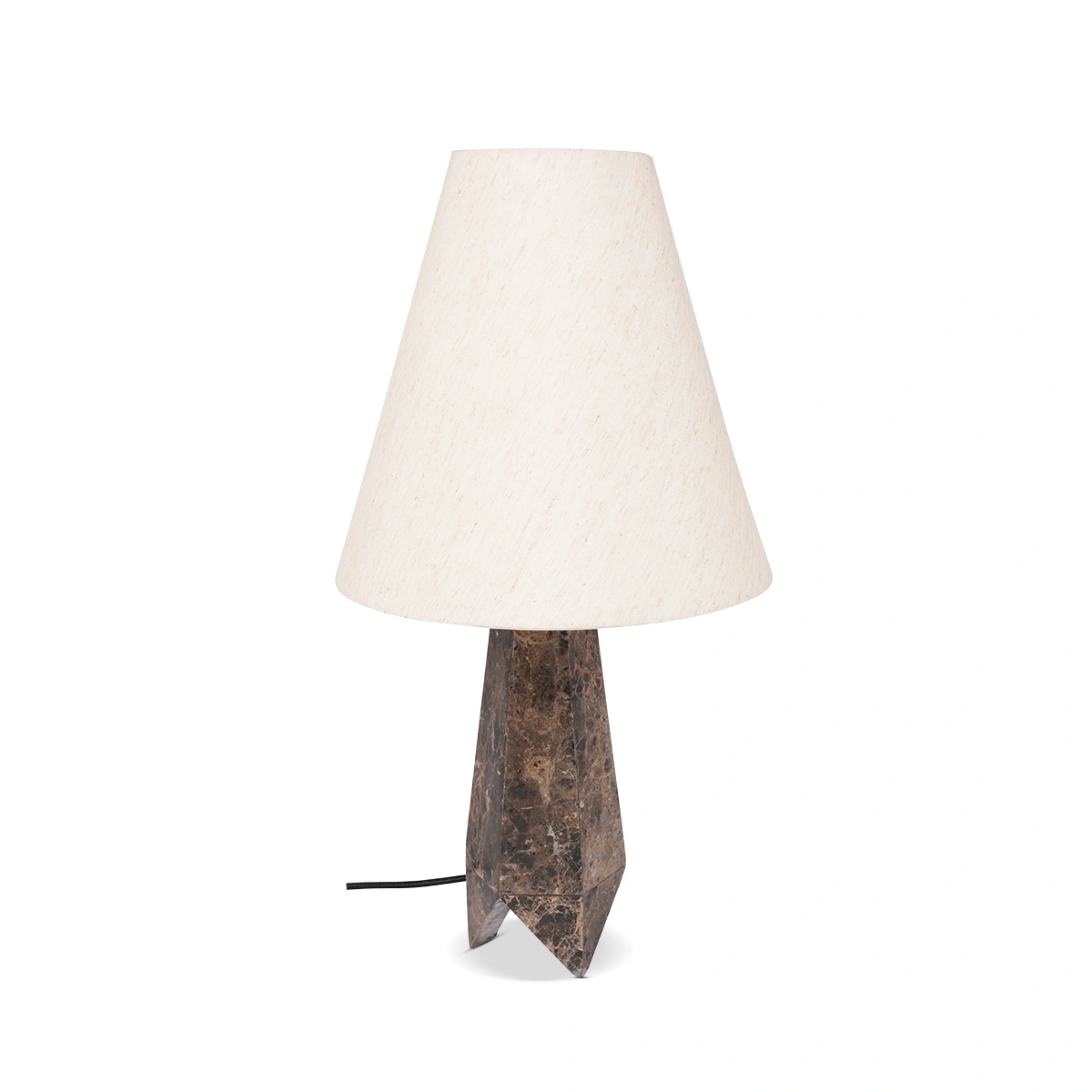 Oxy Table Lamp in Dark Emperador Marble with Gold Finished Steel Frame